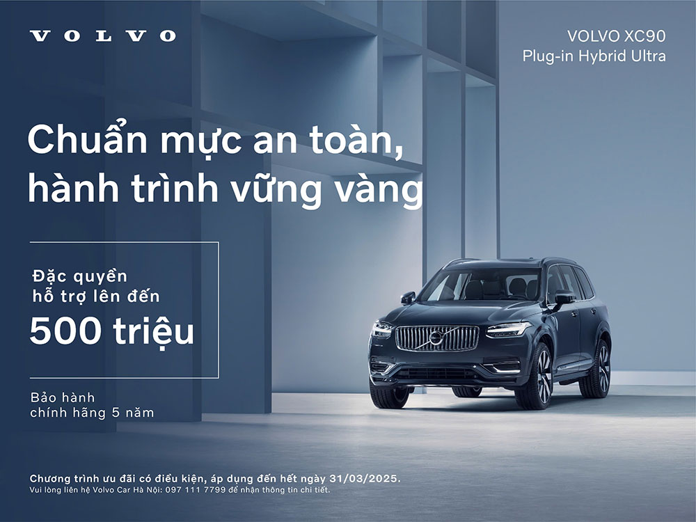 Volvo XC90 Hybrid Ưu Đãi Lớn: Hỗ Trợ 500 Triệu & BH 5 Năm Tại Volvo Hà Nội!